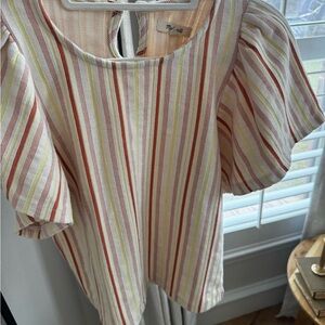 Madewell Red and Yellow Striped Blouse